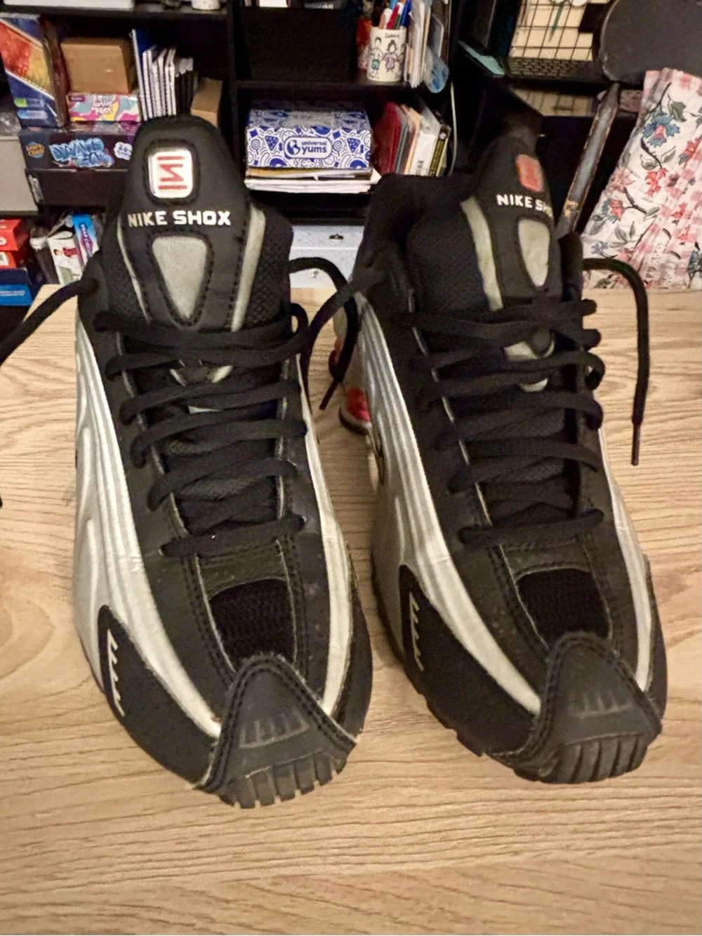 Nike Black and Silver & Red Shox Cushioned Sneakers